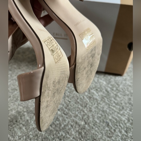 Call it spring Arther patent shiny sandals tan bone 4” block heel size 8 w/ box - Picture 7 of 15